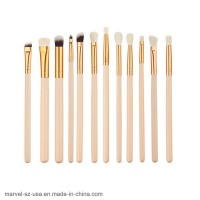 12PCS Professional Eyes Makeup Brushes Set Wood Handle Eyeshadow Eyebrow Eyeliner Brush