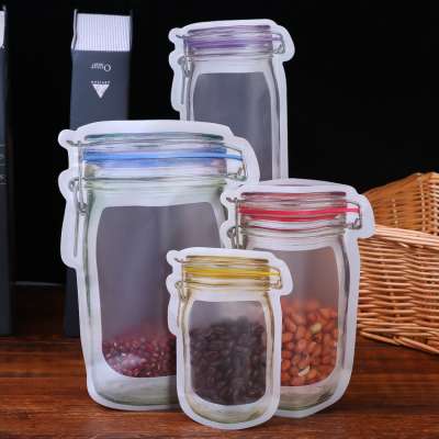 Mason Jar Zipper Bags Reusable Snack Saver Bag Leakproof Food Sandwich Storage Bags for Travel Kids